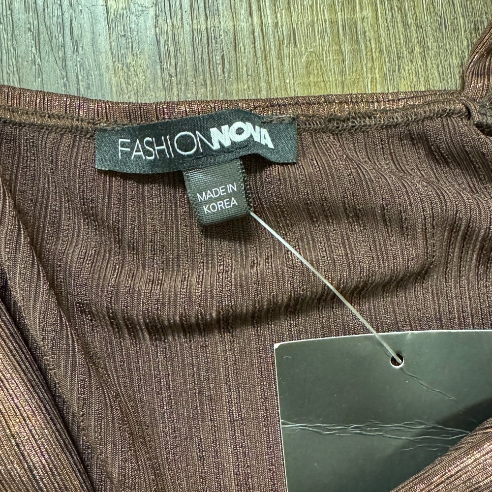Fashion Nova 1X Metallic Brown Halter Body Suit NWT PartyClub Statement Layering - Picture 11 of 16